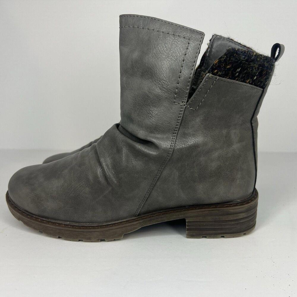 Muk Luks Lukees Women's Sz 7.5 Gray Burnished Waterproof Logger Banff Boots EUC
